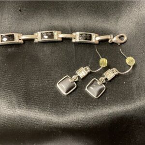 Lia Sophia Silver & black Bracelet And Earring Set